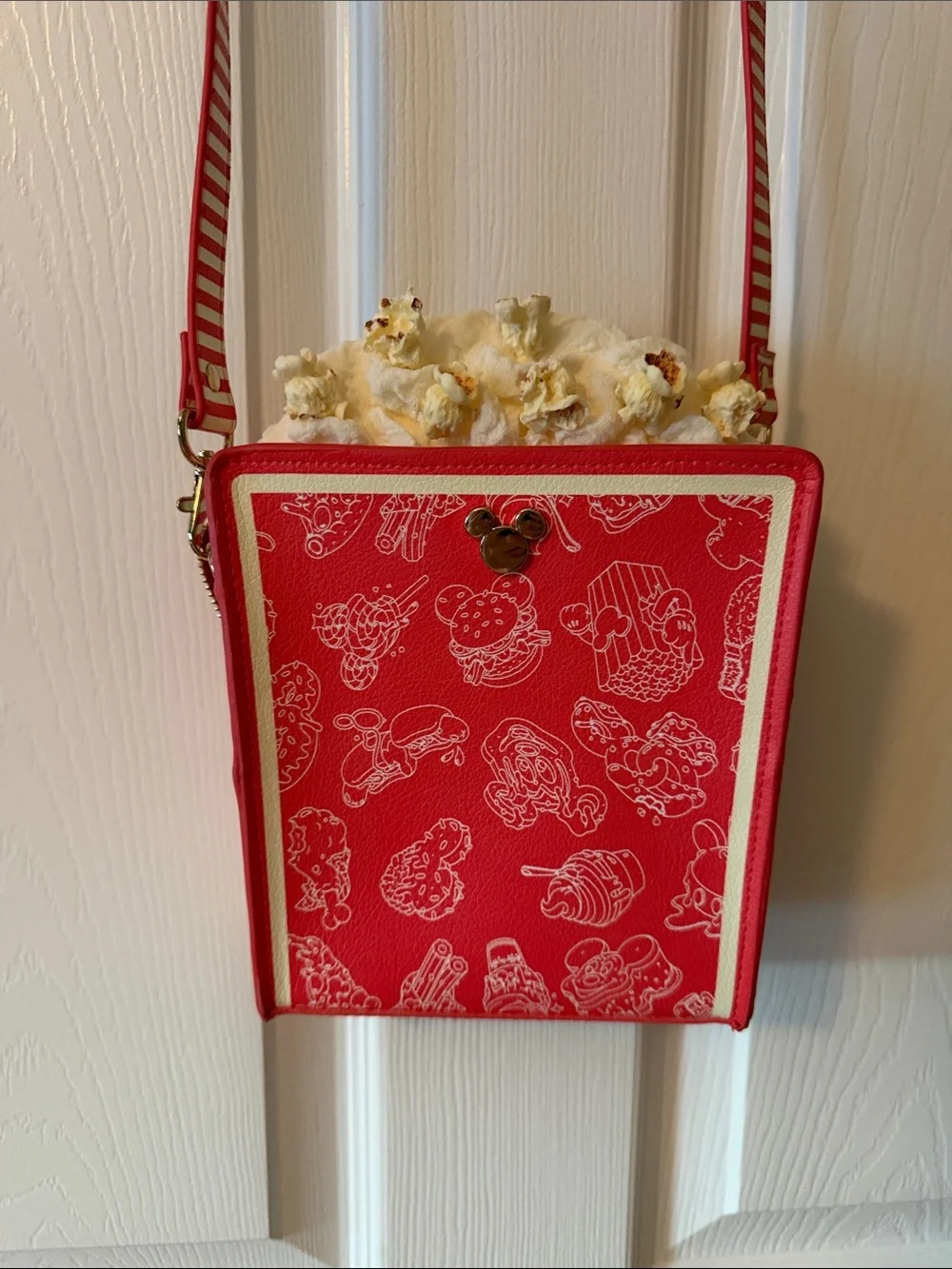 Disney Red Novelty Popcorn Crossbody Bag with Popcorn Accents